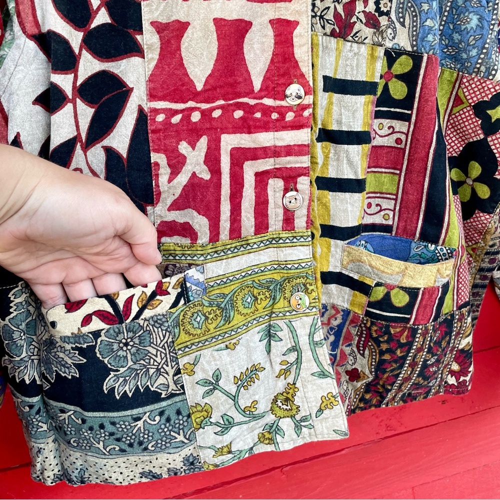 Sacred Threads Button Down Patch-Quilt Jacket - image 3